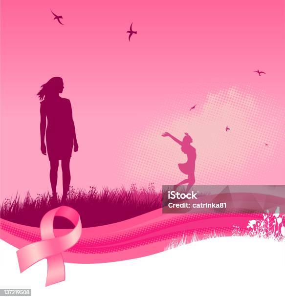 Рак Молочной Железы Осведомленности Фон — стоковая векторная графика и другие изображения на тему Кривая - Кривая, Символическая лента рака груди, Женщины