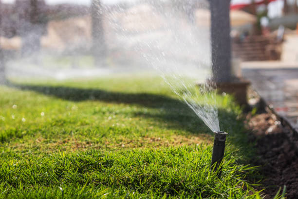 istock Sprinkler watering the grass on the lawn. 1372200560