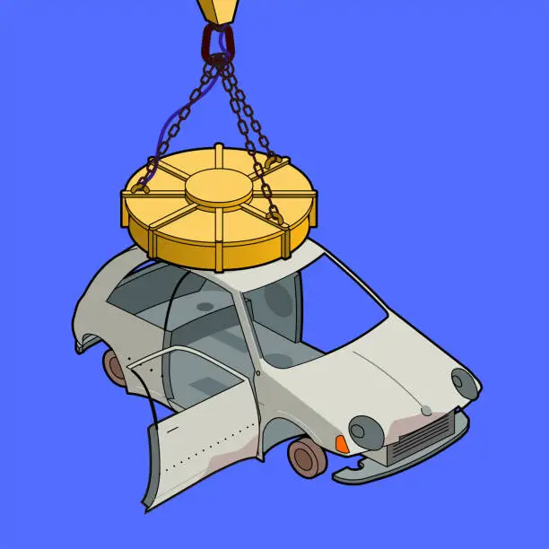 Vector illustration of junkyard scrap magnet