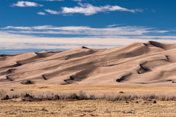 Dramatic Dune Field at Great Sand Dunes National Park, Colorado. stock photo