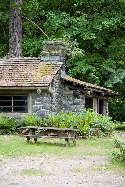 istock Log and Stone Cabin in the Woods 137221030