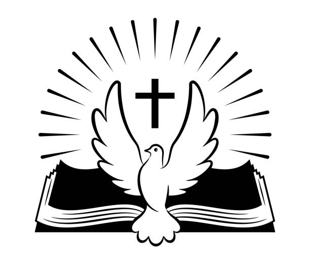 illustrations, cliparts, dessins animés et icônes de logo de l’église. bible et colombe symbole du saint-esprit - roman god illustrations