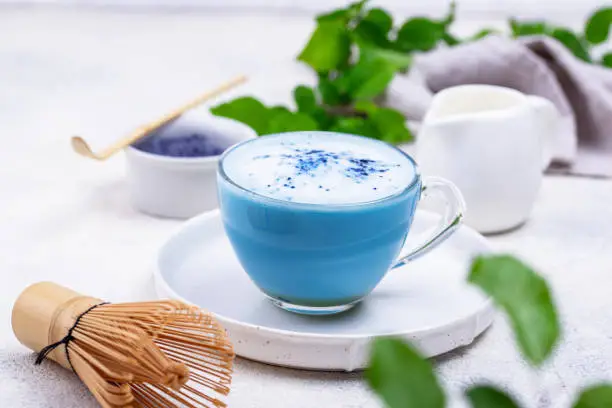 Photo of Blue matcha latte with milk