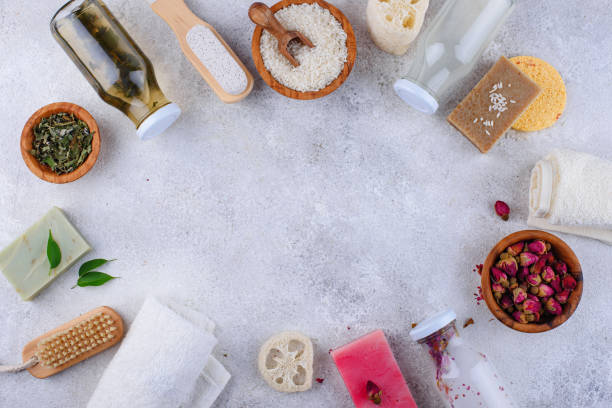 istock Fermented cosmetic from rice, rose and green tea 1372215950