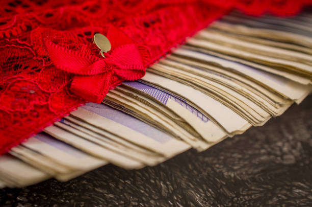 sexy backgroun red knickers UK pounds banknotes background.
