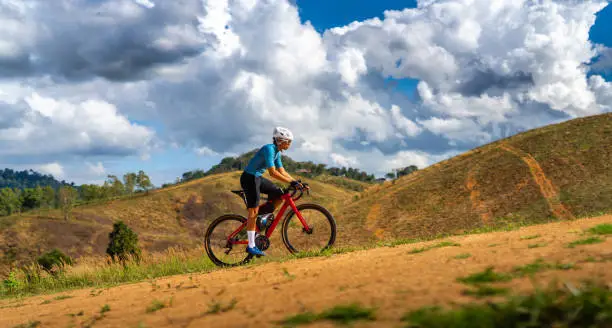 Photo of Cyclists practicing on gravel roads