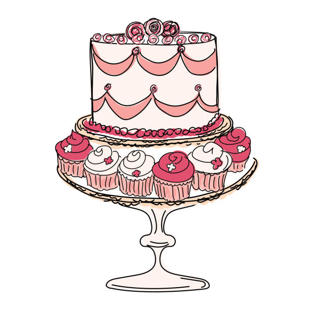 Doodled Cupcake Cake On A Transparent Background Stock Illustration -  Download Image Now - Bakery, Cake, Icing - iStock