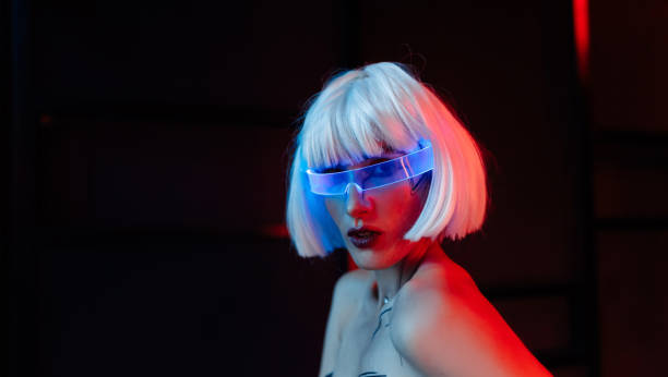 istock Futuristic style. Cyberpunk woman 1372232446