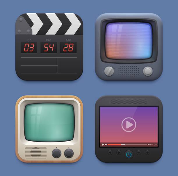 istock Movie clapper board, TV and video player icons 1372240904