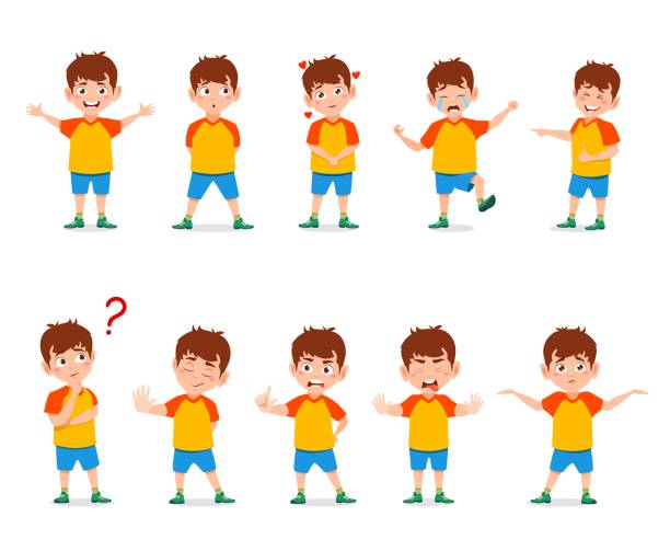 Cartoon Boy Different Emotions And Expressions Stock Illustration - Download  Image Now - Boys, Emotion, Child - iStock