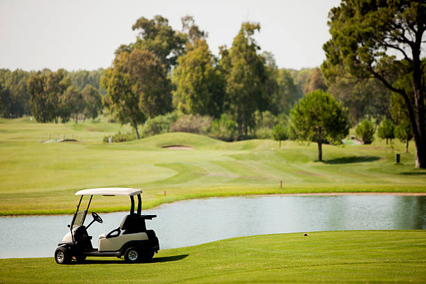 ゴルフカート - golf cart golf bag horizontal outdoors ストックフォトと画像