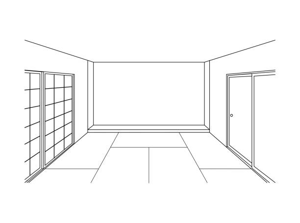 bildbanksillustrationer, clip art samt tecknat material och ikoner med japanese tatami room line perspective illustration - tatami mat