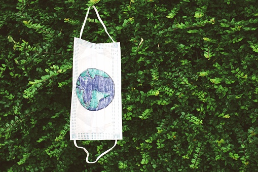 Un-Sustainable Facemask with Planet Earth Drawing