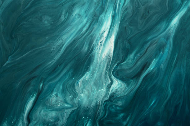 istock Fluid Art. Liquid dark turquoise abstract drips and wave. Marble effect background or texture 1372252493