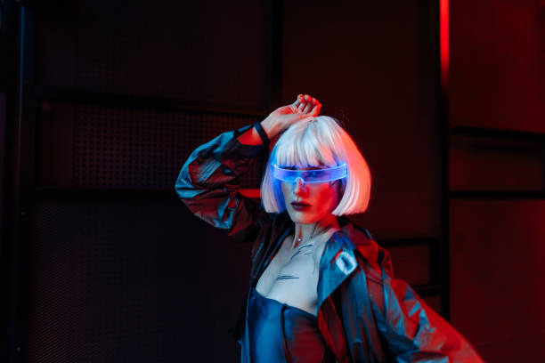 istock Futuristic style. Cyberpunk woman 1372254008
