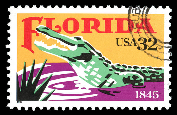 USA vintage Alligator postage stamp celebrating 150 years of Florida statehood