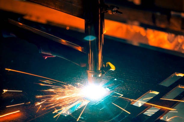 istock Plasma cutting of steel on a rack 1372258052
