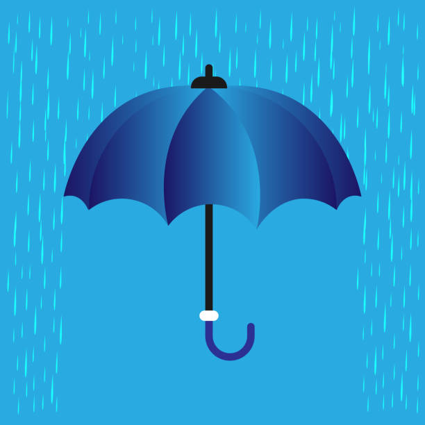 블루 우산과 비 - insurance rain insurance agent umbrella stock illustrations