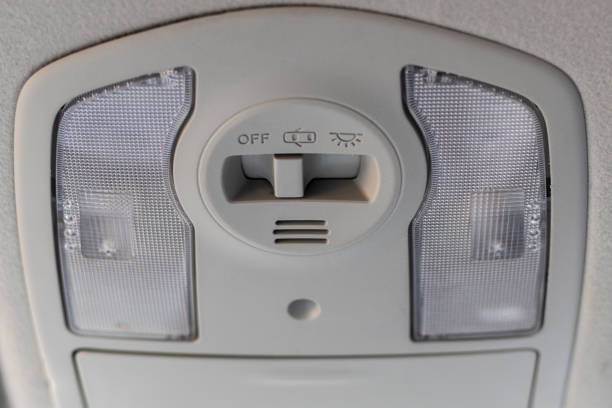 istock Automobile cabin ceiling lights closeup 1372258958