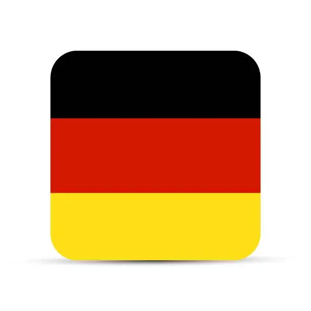 Vector illustration of Germany Flag Square Icon. Flat Style