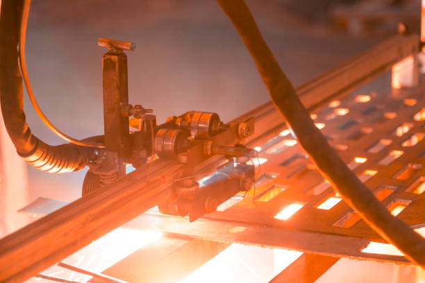 istock Plasma cutting of steel on a rack 1372261049