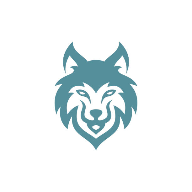 outline wolf head logo design, wolf face silhouette vector icon - 哈士奇 幅插畫檔、美工圖案、卡通及圖標