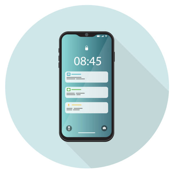 Mobile phone notifications. Mobile phone notifications. Vector phone icon in flat style with notifications. whatsapp screen stock illustrations