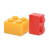 istock Vector realistic illustration of yellow and red plastic bricks 1372271230