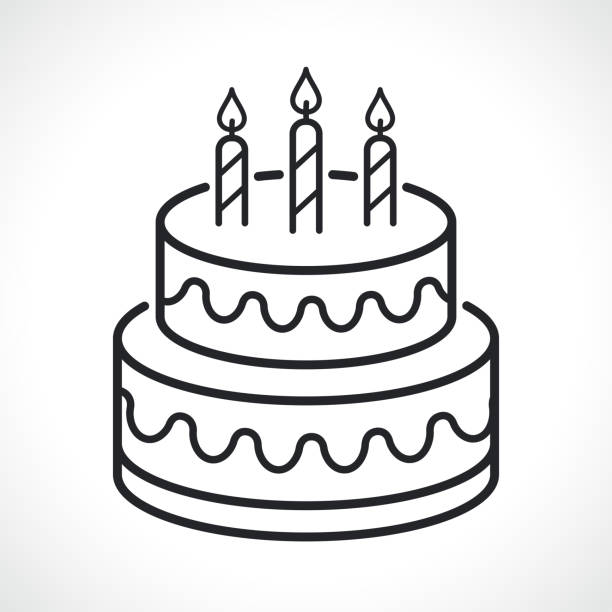 birthday cake thin line icon vector art illustration