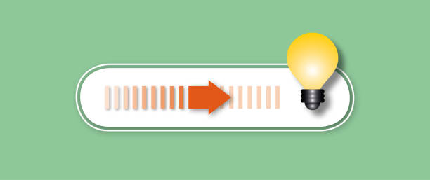 istock Red arrow loading to yellow light bulb on pastel green background, Ideas inspiration concepts of business start up. 1372274999