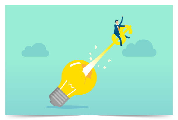 istock Leadership business challenge worker, seeking profit for the company, knowledge business education, light bulb 1372278531
