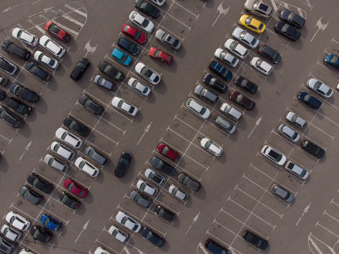 Aerial view of automobile parking