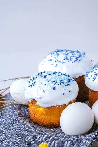 istock Easter eggs. Happy Day Bright Easter. Orthodox Easter holiday. Traditional food. Creative stylish trend Homemade easter cake. Selective focus 1372283072