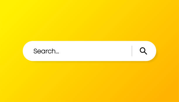 строка поиска на желтом фоне. векторная иллюстрация. - seo design search engine magnifying glass stock illustrations