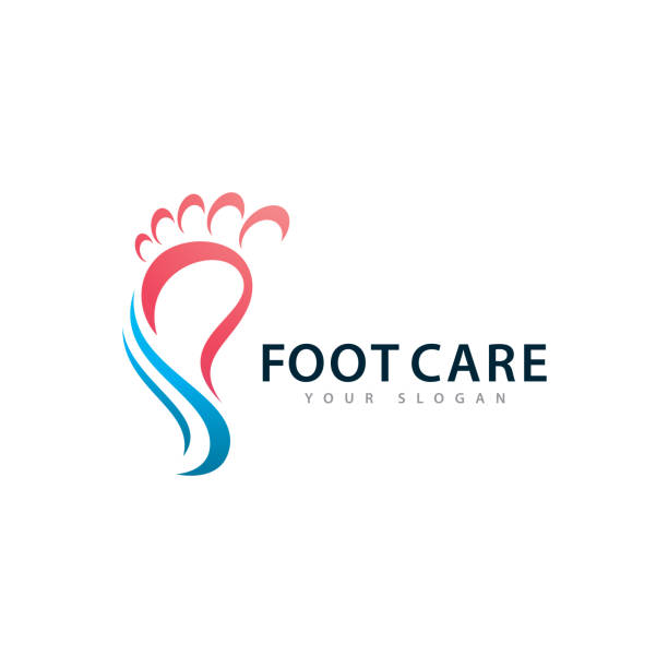 フィートケアシンボル設計ベクトル。フィートのマッサージシンボル - massaging human foot reflexology foot massage点のイラスト素材／クリップアート素材／マンガ素材／アイコン素材