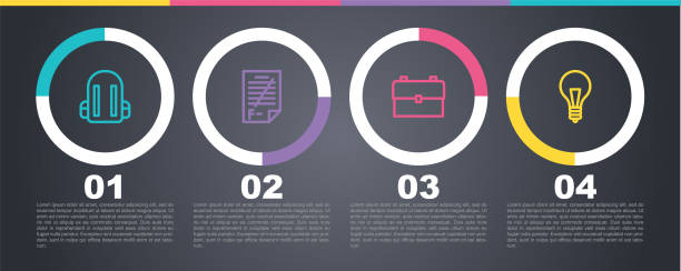 illustrations, cliparts, dessins animés et icônes de mettez en ligne le sac à dos de l’école, le papier d’examen avec des réponses incorrectes et le concept d’idée de l’ampoule. modèle d’infographie d’entreprise. vecteur - school education backpack book bag