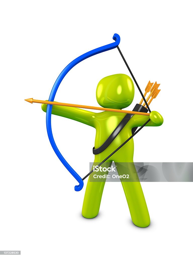 Archery 3d image, conceptual longbow man Activity Stock Photo