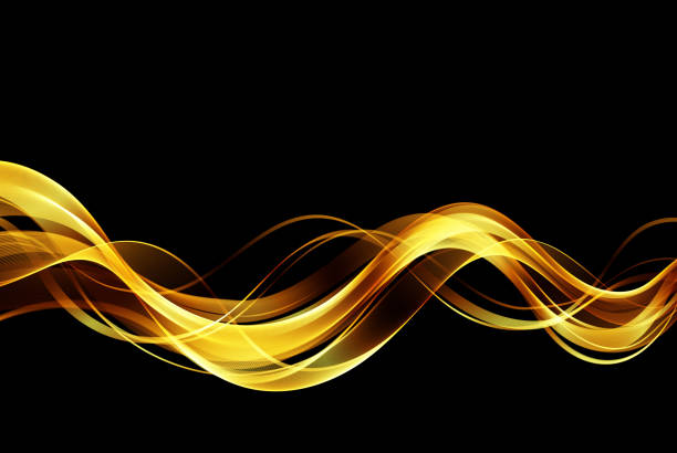 istock Abstract vector, shiny golden wave color. Luxury background with golden sparkles.Gold wave flow on black background. 1372288327