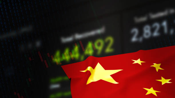 istock The Chinese flag on business background 3d rendering 1372289966