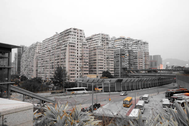 Ferry point in Kowloon, Hong Kong Large condominiums at Ferry point, also known as Austin, an area located on the west of Jordan, Kowloon, Hong Kong. It was at the seafront and adjacent to former Jordan Road Ferry Pier. Kowloon peninsula, Hong Kong international commerce center stock pictures, royalty-free photos & images