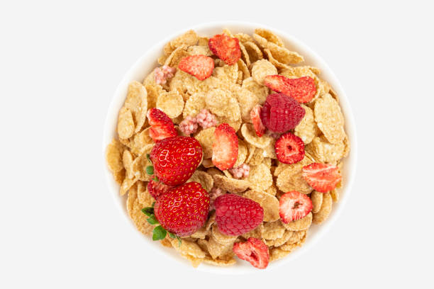 istock strawberry corn flakes in bowl on white background 1372291689