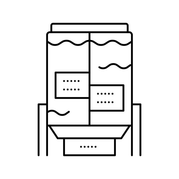 fabryka papieru equipmet ikona linii wektor ilustracja - equipmet stock illustrations