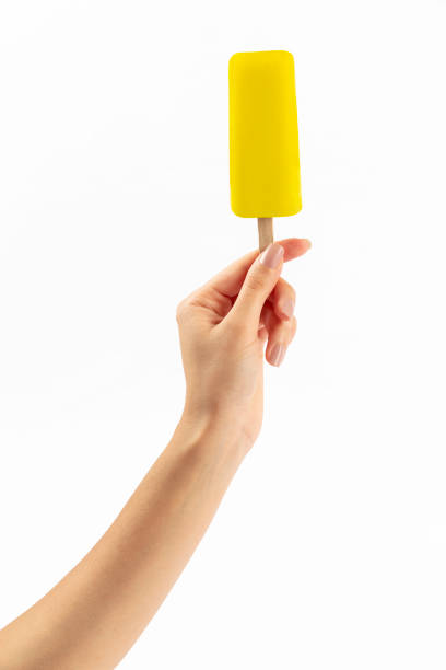 girl holding ice cream on white background