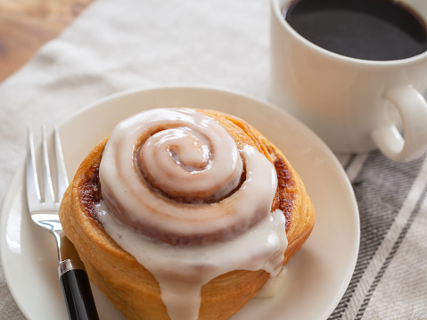 Cinnamon buns and a cup of coffee