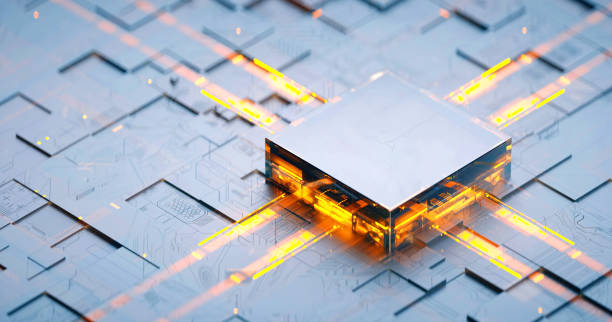 istock 3D rendering of cyberpunk AI. Circuit board. Technology background. Central Computer Processors CPU and GPU concept. Motherboard digital chip. Tech science background. 1372298406