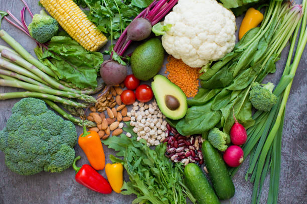 istock Fresh healthy vegetarian food background 1372300120