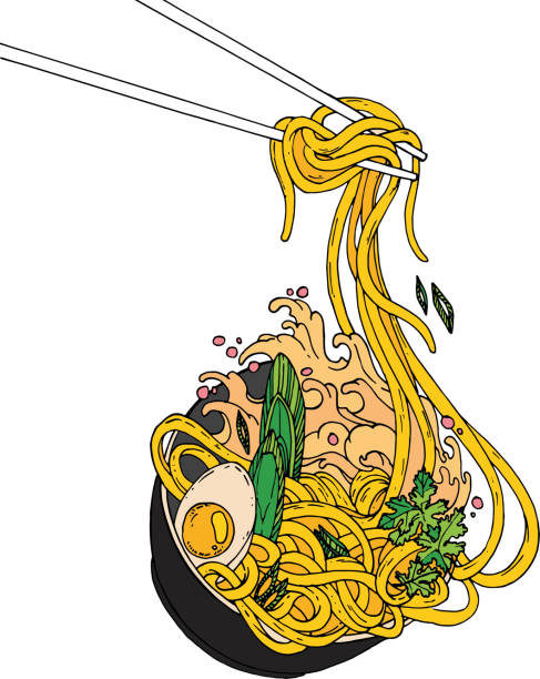 ilustraciones, imágenes clip art, dibujos animados e iconos de stock de ramen2 - noodle soup