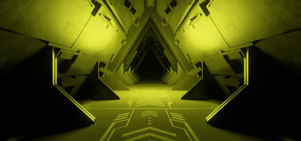 istock Empty Engine Room Laboratory Ultra Modern Calm Green Colors Modern Background 3D Render 1372302504