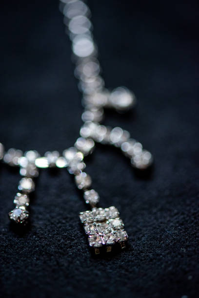 Diamond necklace on a black background stock photo