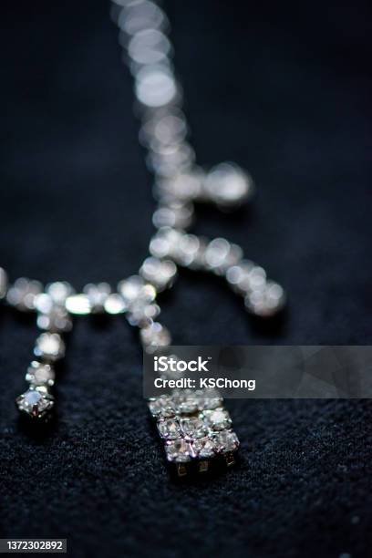 Diamond Necklace On A Black Background Stock Photo - Download Image Now - Jewelry, Luxury, Expense